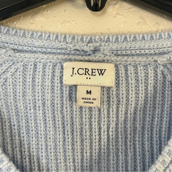 J. Crew Factory Pale Blue V-Neck Cable Knit Sweater Medium Casual Comfy - Picture 2 of 6